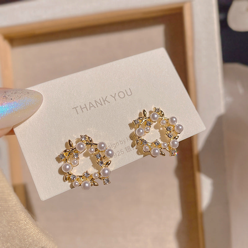 Wholesale Autumn and Winter High-end Bow Pearl Personality Fashion Temperament Pendant Earrings